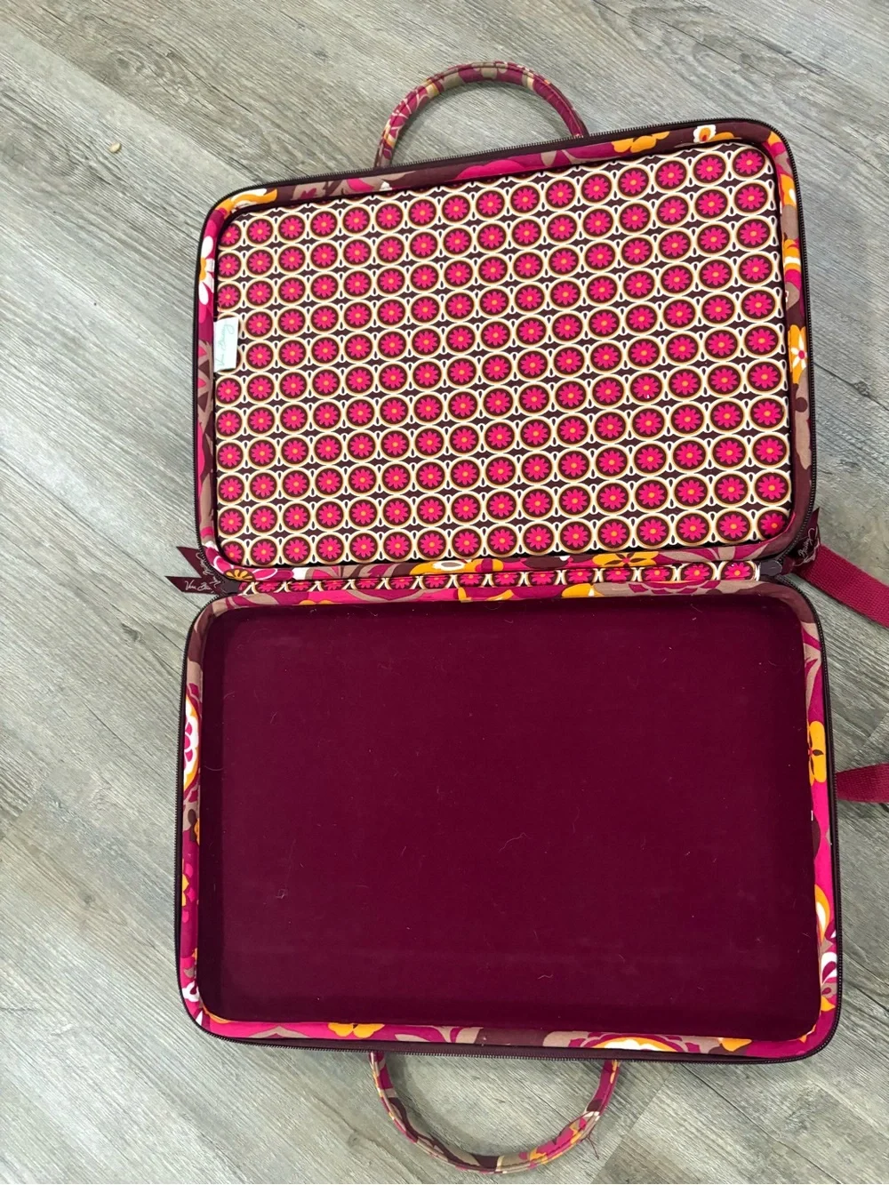 Vera Bradley Pink Floral Quilted Laptop Bag with Detachable Strap
